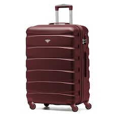 Flight Knight 25" 4 Wheel ABS Hard Case Medium Suitcase 100+ Airlines Approved - easyJet, British Airways, Ryanair, Jet2, Emirates & Many More - Check-in | Purple | Burgundy | Medium
