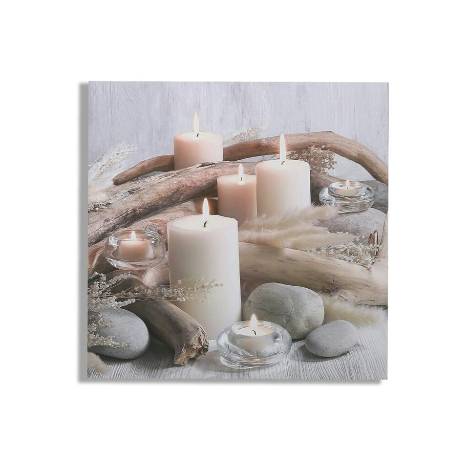 image 1 of Art for the Home Serene Candles LED Printed Canvas