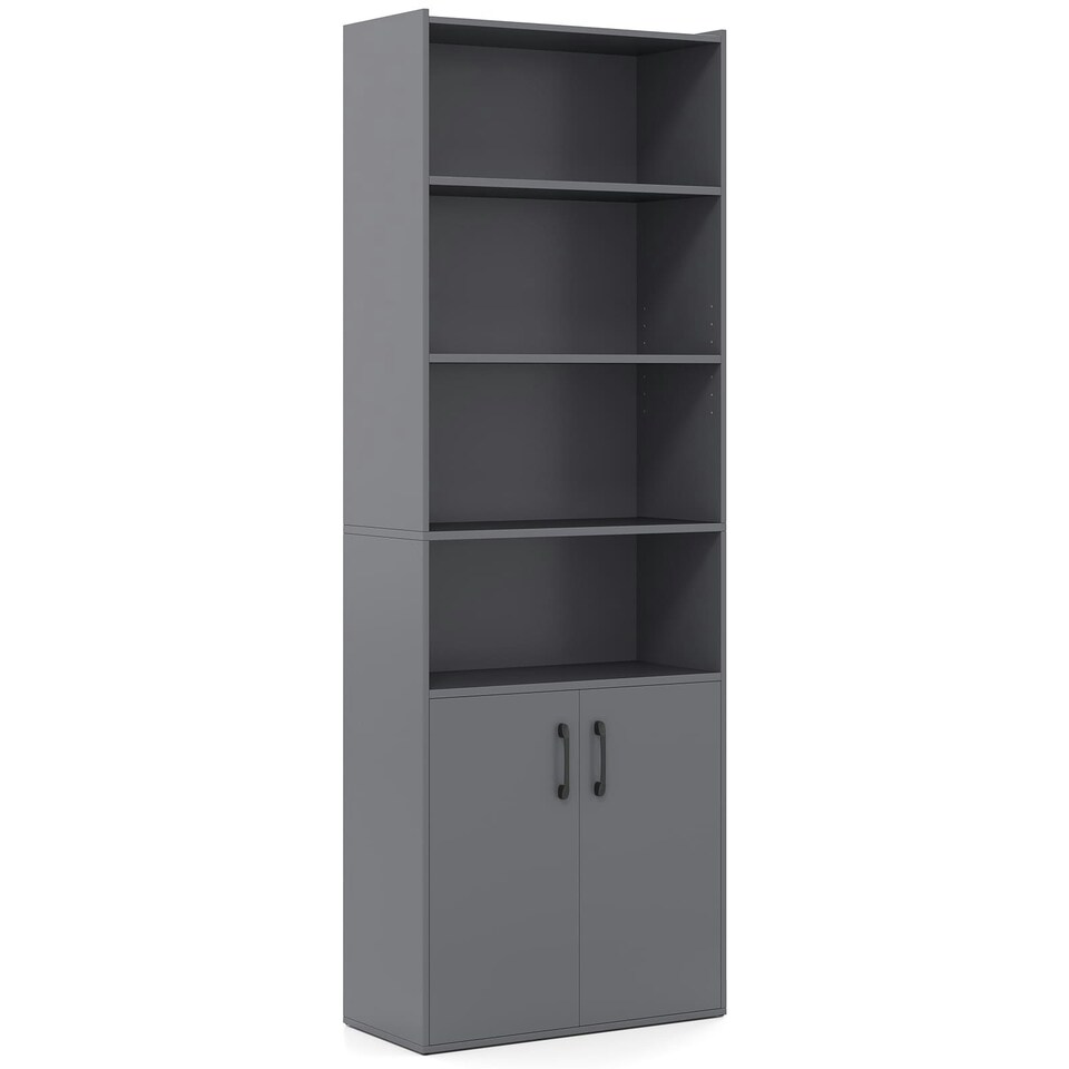 image 1 of COSTWAY 178 CM Bookcase 6-tier Modern Style Storage Grey Grey