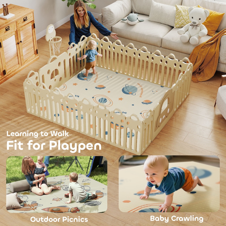 image 1 of AIYAPLAY Baby Play Mat, Foldable Activity Playmat, Astronaut & Planet Theme