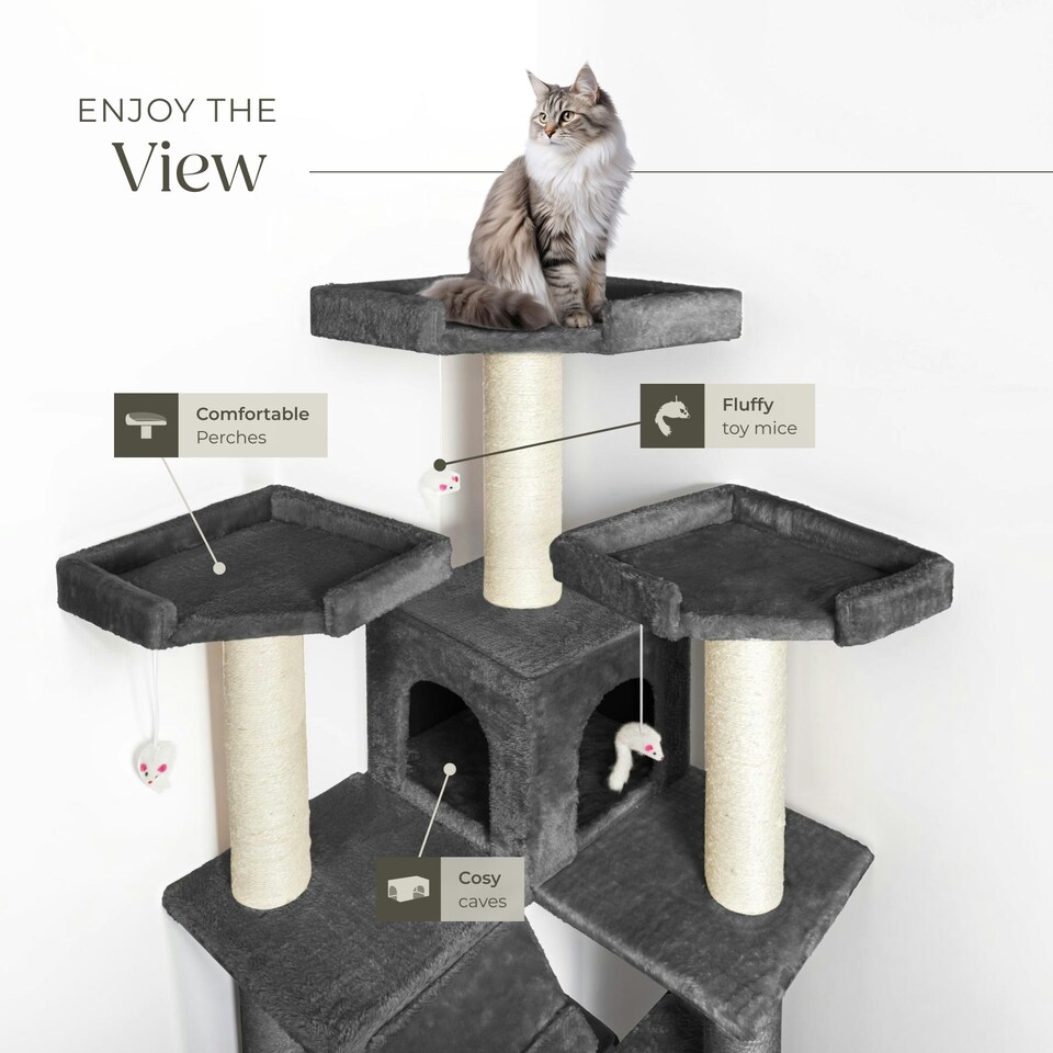 image 1 of Cat Tree Knuti - 186 cm, sisal cat scratching post - Anthracite