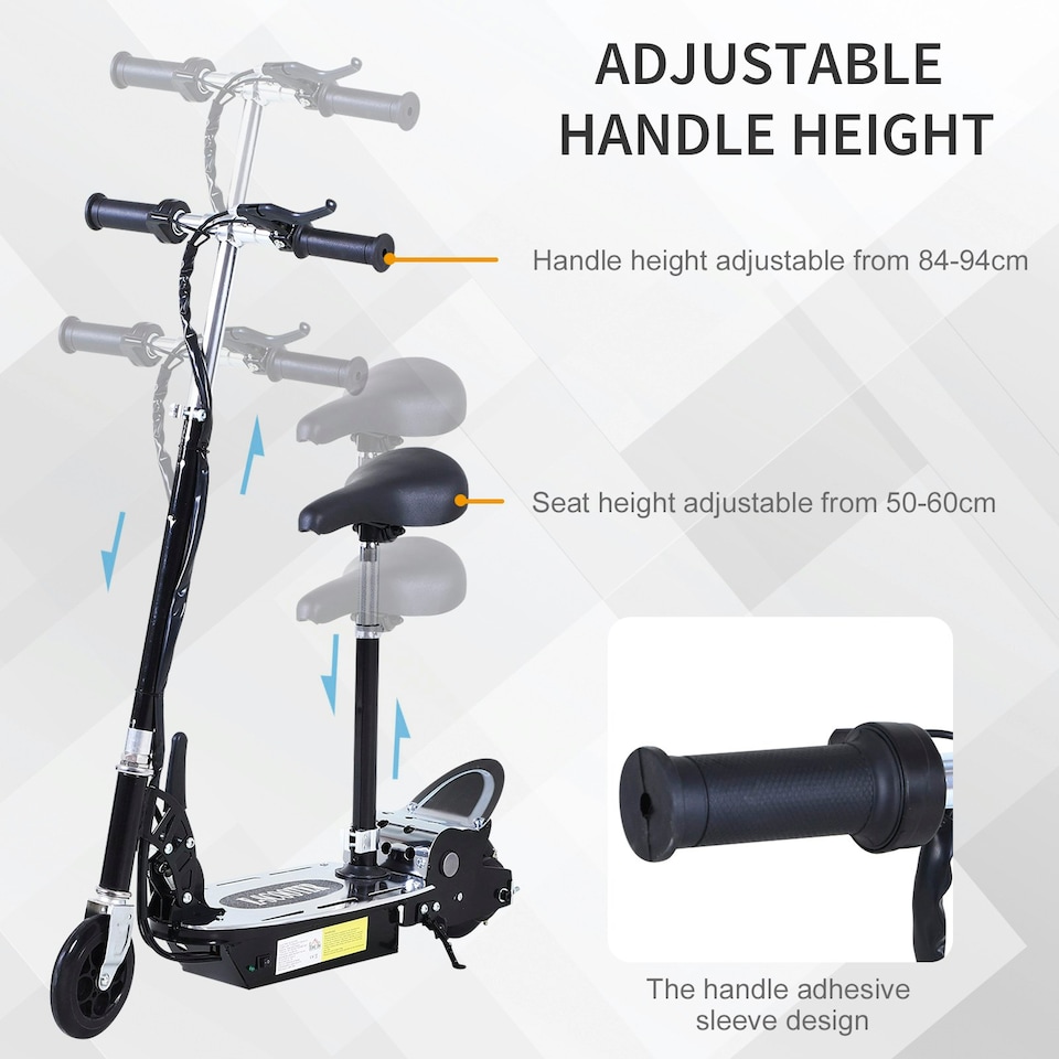 image 1 of HOMCOM Foldable Powered Scooter with Adjustable Seat and Brake, Black