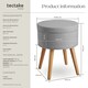 image 6 of Stool Yara - round, padded, with storage space, linen look | Grey | light grey | 42,50 x 42,50 x 45,50 cm | 1