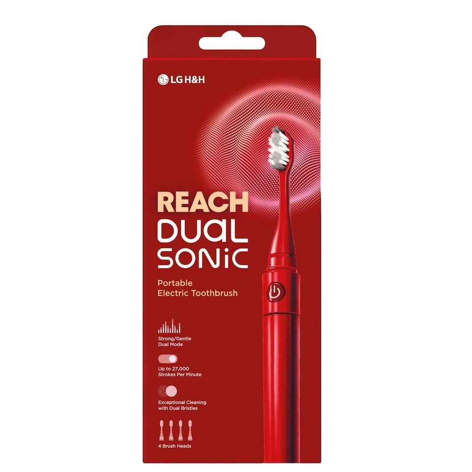 image 1 of LG Reach Dual Sonic Toothbrush includes 4 Toothbrush Heads 27000 VPM Red