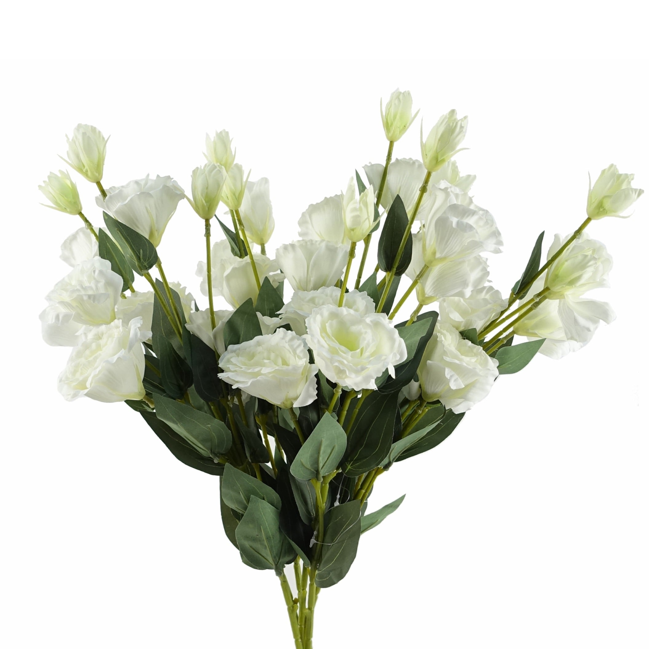 Pegdev Pack of 6 80cm Artificial White Wild Rose Stems with Silk Flowers