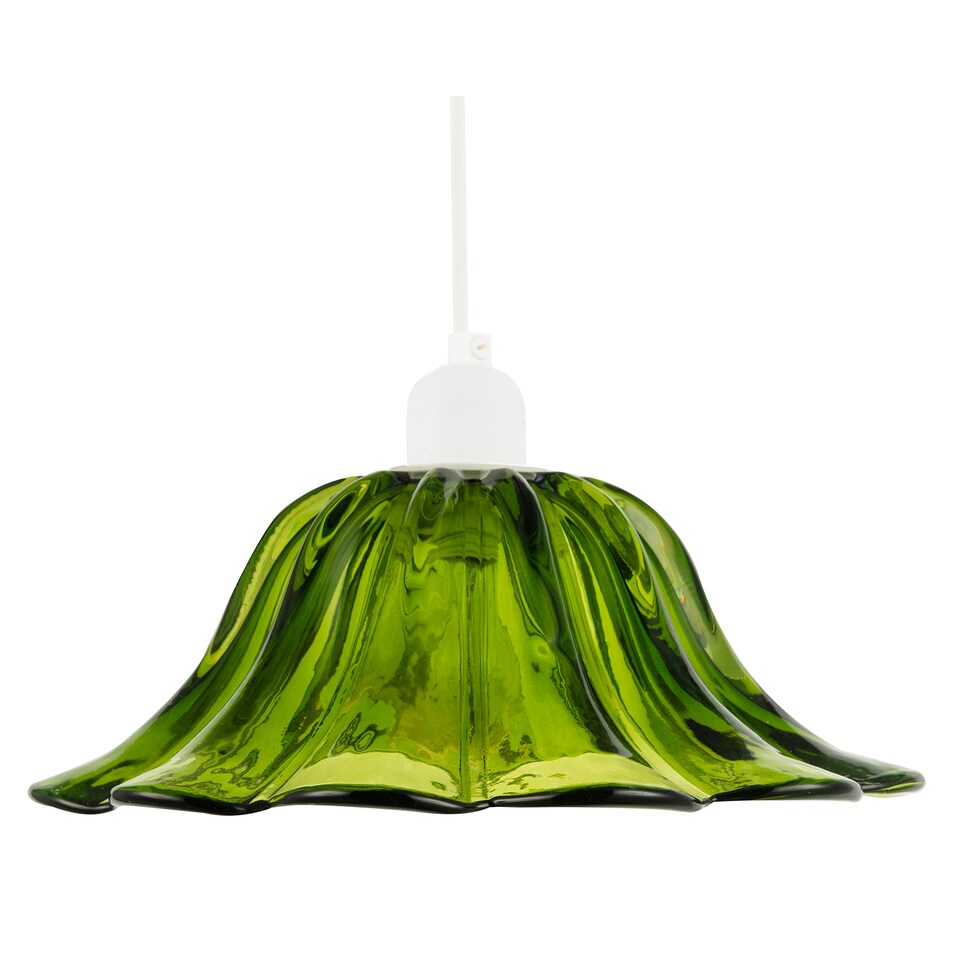 image 1 of Modern Scallop Moulded Glass Pendant Light Shade in Deep Forest Green