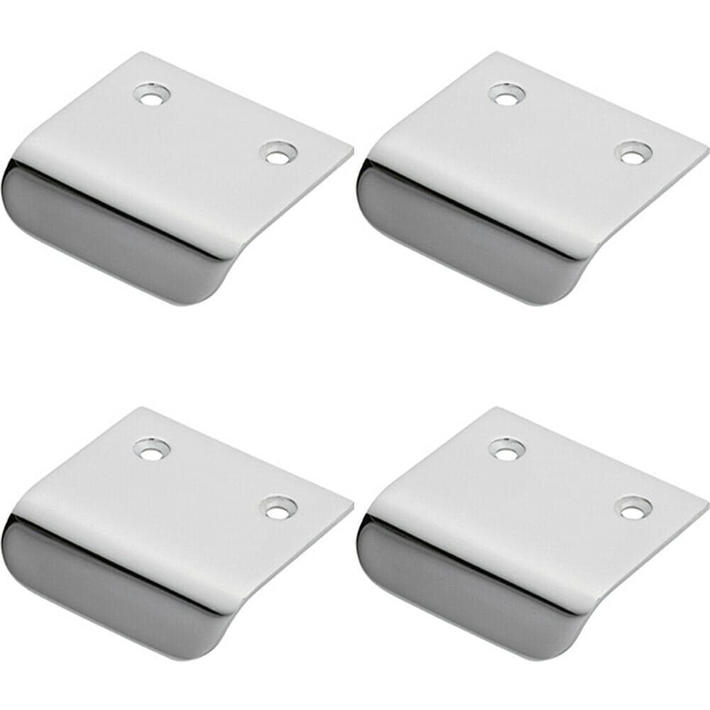 Loops 4x Semi Concealed Cabinet Pull Handle 48 x 50mm 14mm Lip Polished Chrome
