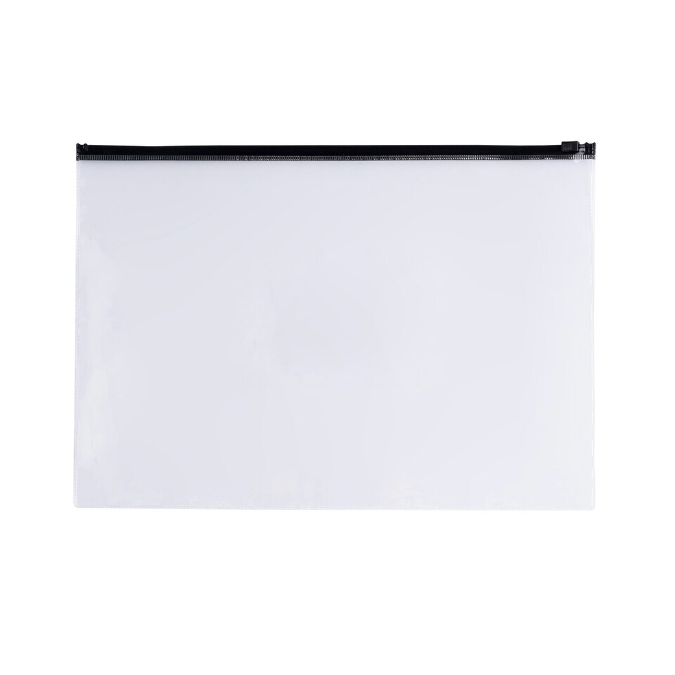 image 1 of Pack of 12 A6 Clear Zippy Bags with Black Zip