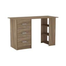 3-Drawer 3-Shelf Desk with Customizable Layout Brown | 0