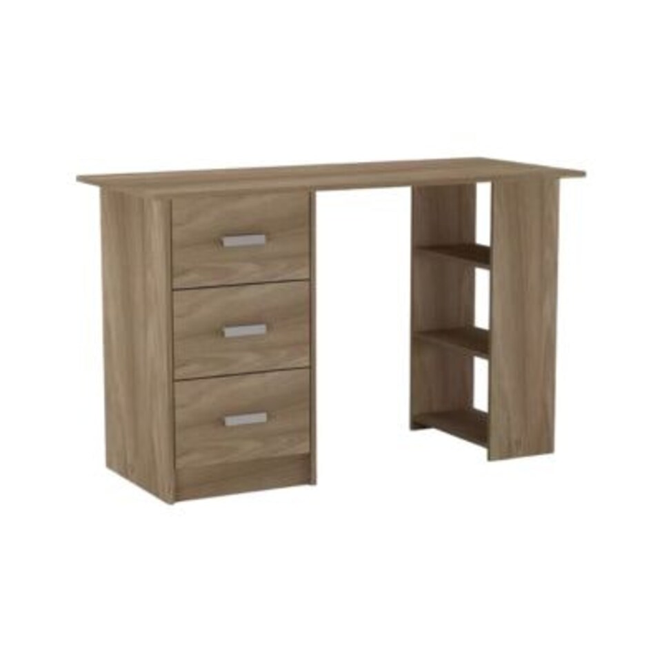 image 1 of 3-Drawer 3-Shelf Desk with Customizable Layout Brown | 0