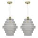 image 1 of Set of 2 Benson - Tiered Large Glass Satin Brass Ceiling Pendant Light