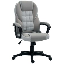 HOMCOM Executive Office Chair, PU Leather High Back Desk Chair, Swivel Computer Chair with Adjustable Height and Tilt Function, Grey