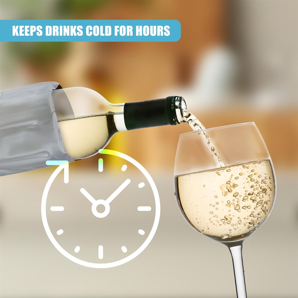 image 1 of GEEZY Flexible Ice Pack Wine Chiller Sleeve Silver Reusable Cooler for Bottles and Cans