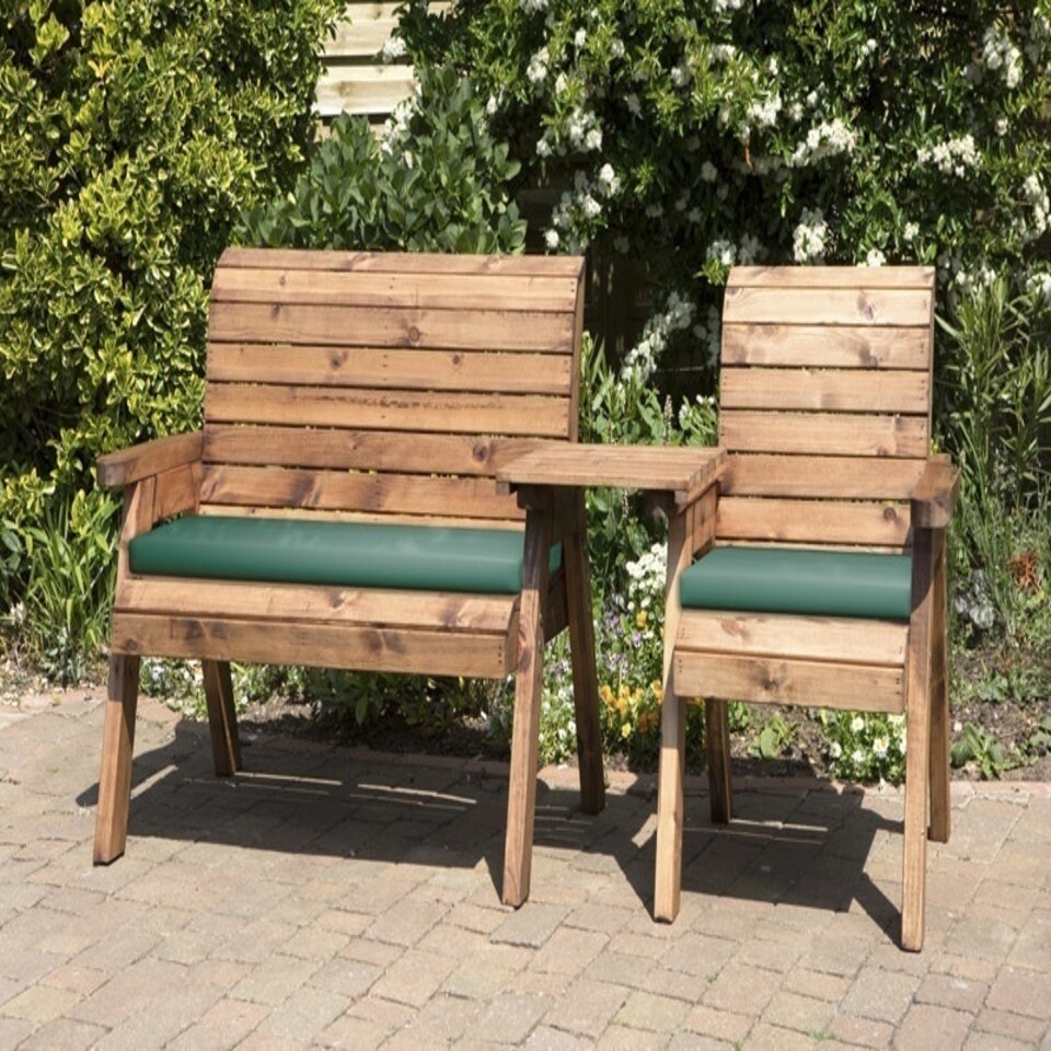 image 1 of Three Seat Companion Set Straight with Cushions - W262 x D74 x H98 - Fully Assembled - Green