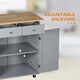 image 6 of HOMCOM Rolling Kitchen Island, Utility Serving Cart with Rubber Wood Top Grey