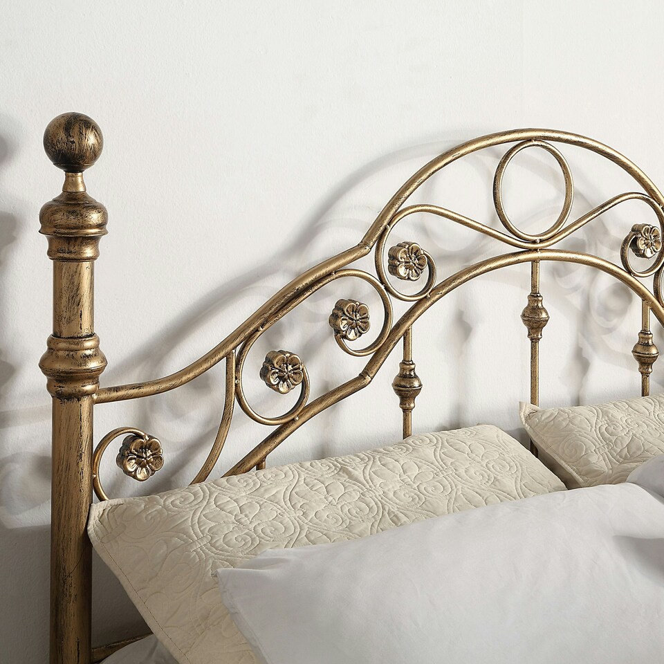 image 1 of Letchworth Vintage Victorian Style Antique Brass Metal Bed Frame (Double)