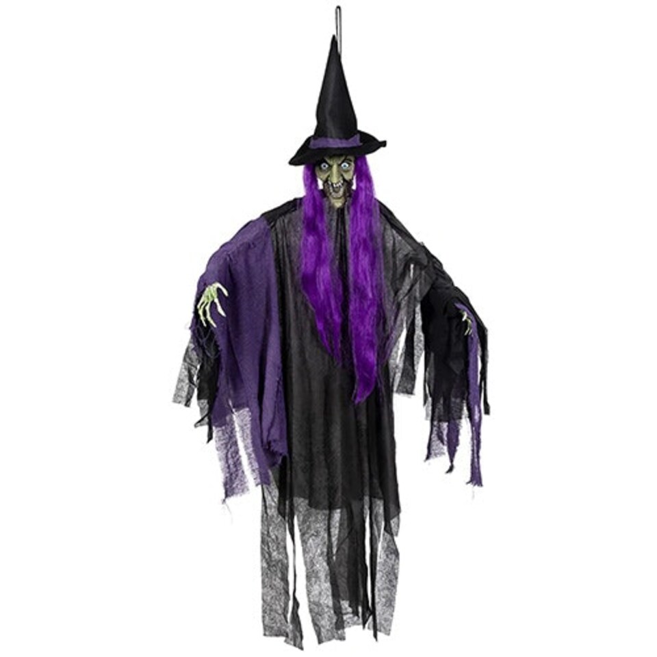Purple Witch with Light Up Eyes Halloween Hanging Decoration 146cm