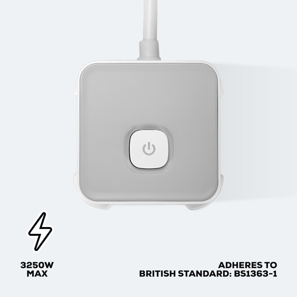 image 1 of TCP 8 AC Socket Tower Cube Extension Lead with 2 USB-A ports, and 2 USB-C ports