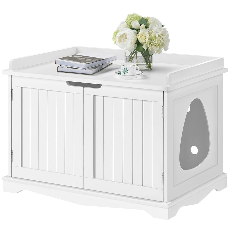 image 1 of Yaheetech Pet Litter Box with Spacious Storage Space White | One Size