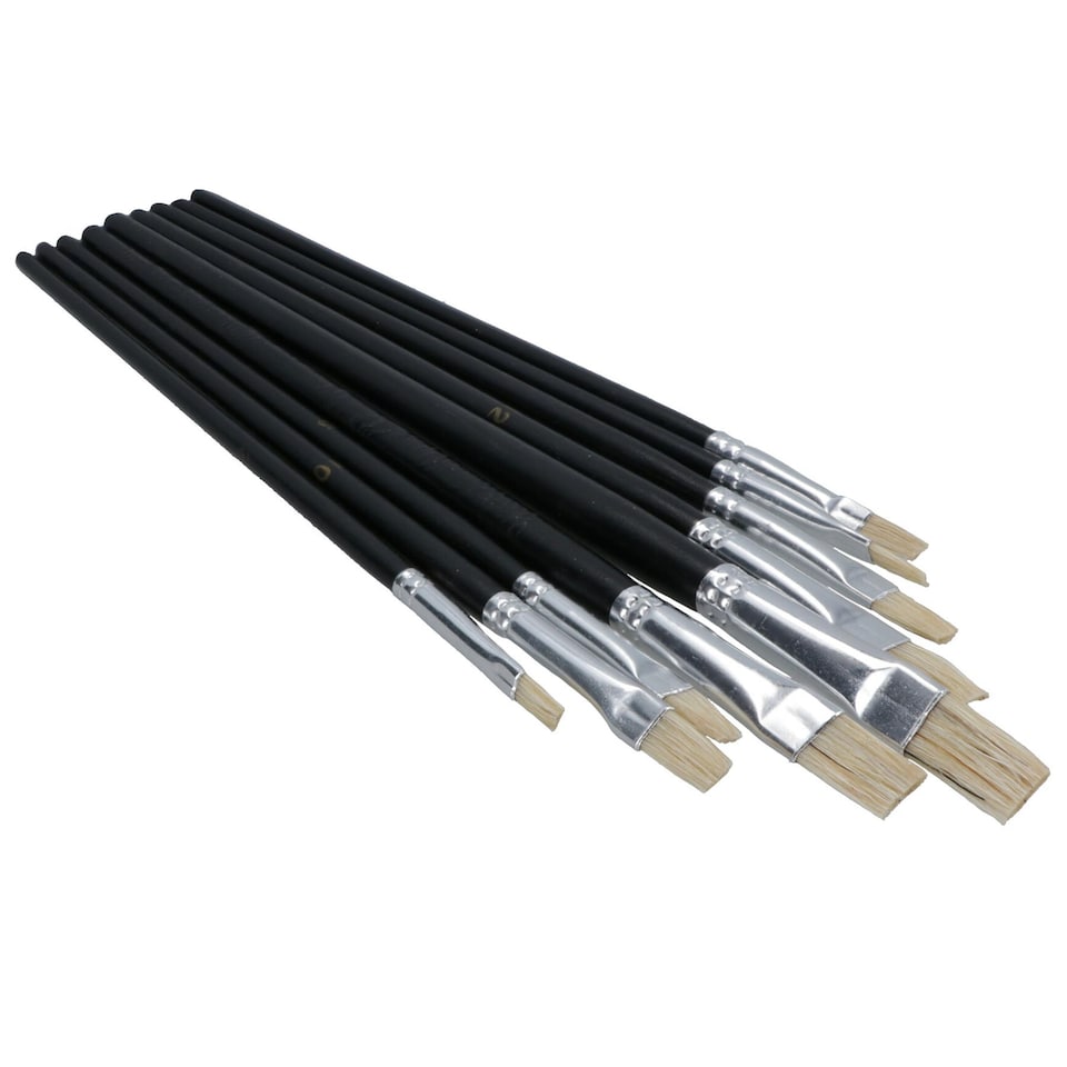 image 1 of 9pc Flat Artist Paint Brush / Model Making / Pictures / Washable TE730