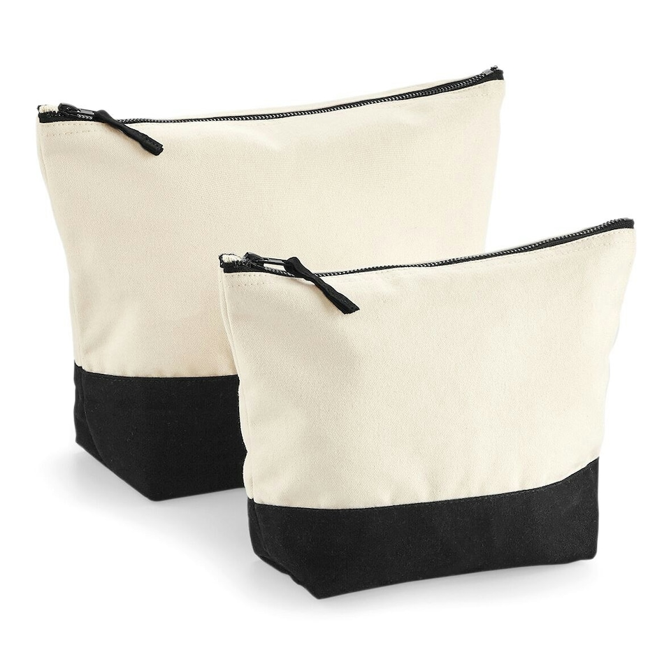 image 1 of Westford Mill Dipped Base Canvas Accessory Bag - Natural/Black - L | Cream