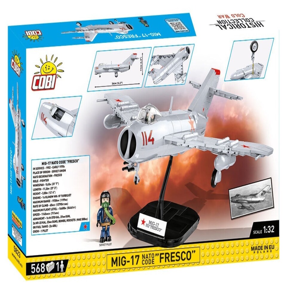 image 1 of MIG-17 "Fresco" Cold War brick plane model - COBI 5823 - 568 bricks