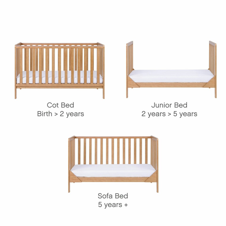 image 1 of Tutti Bambini Oak Malmo Cot Bed with Rio Furniture 2 piece Set Dove Grey/Oak
