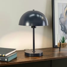 ValueLights Stassi Dark Navy Mushroom Dome Metal Table Lamp Light with LED Bulb