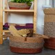 image 3 of Jute Handwoven Storage Basket (Orange And Grey)