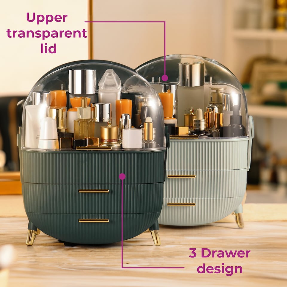 image 1 of Neo Three Layer Cosmetic Makeup Vanity Beauty Storage Organiser Skincare Display Box Case Holder