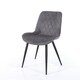 image 3 of Pair of Aspen Cord Fabric Diamond Stitch Dining Chairs with Curved Seat and Black Tapered Metal Legs | Grey | Grey | 1