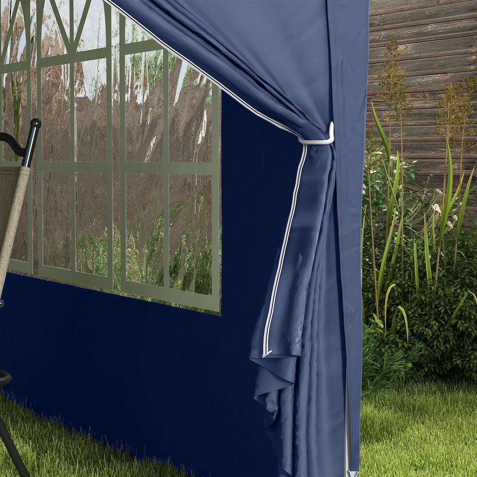 image 1 of Outsunny 3 x 3 m Garden Pop Up Gazebo, Wedding Party Tent Marquee, Water Resistant Awning Canopy with Sidewalls, Windows, Carry Bag, Blue