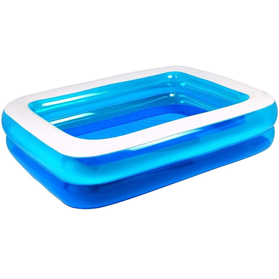 image 1 of Rectangular Inflatable Swimming Pool Family Paddling Pool for Garden Fun small