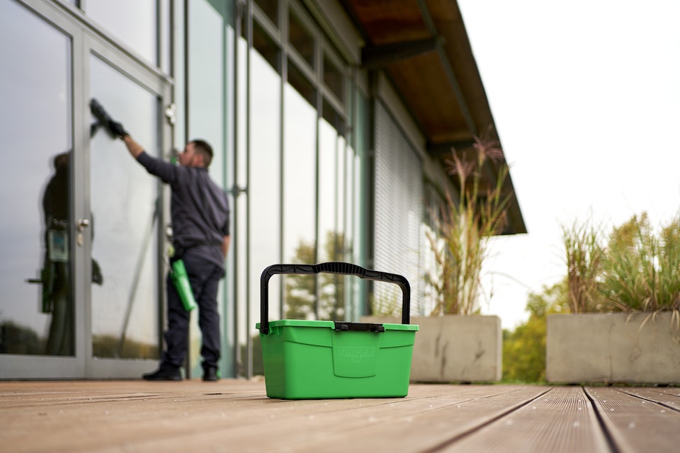 image 1 of Bucket Window & Car Cleaner 12Ltr MultiUse With Inbuilt Storage Shelves for Window Squeegees & Glass Washers Bucket by UNGER