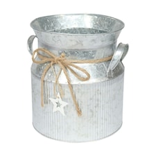 Zinc Decorative Milk Churn With Jute Bow - Height 23cm