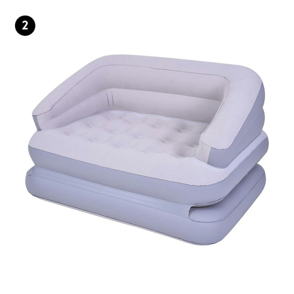 image 1 of Benross 5in1 Inflatable Flocked Sofa Bed | Grey | Double