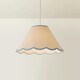 image 3 of ValueLights Florie Natural Linen Large Tapered Lamp Shade with Scallop Blue Trim