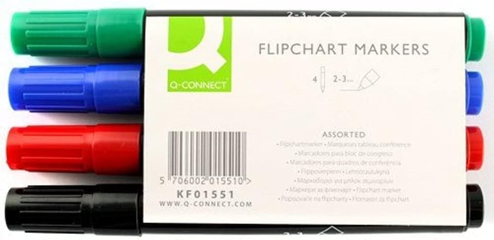 image 1 of Pack of 4 Flipchart Bullet Tip Assorted Marker Pens