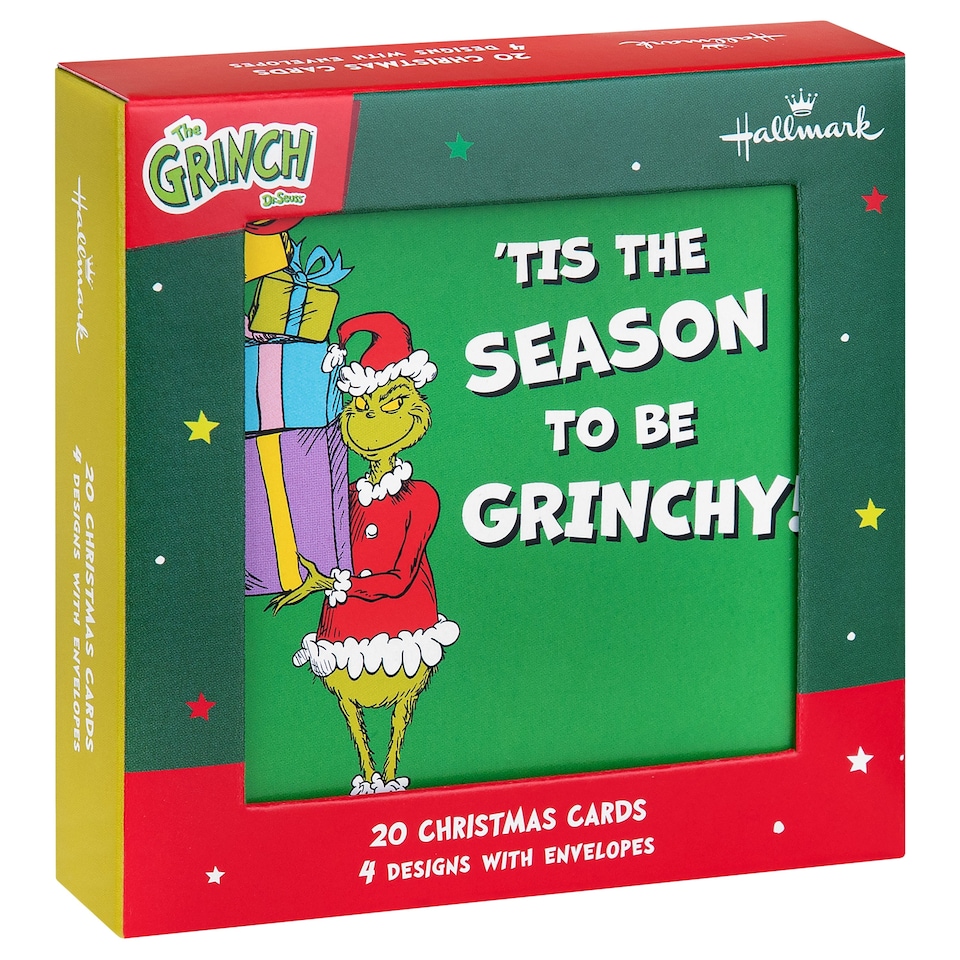 image 1 of Hallmark Pack Of 20 Kids' Christmas Cards - 4 Fun Grinch Inspired Designs