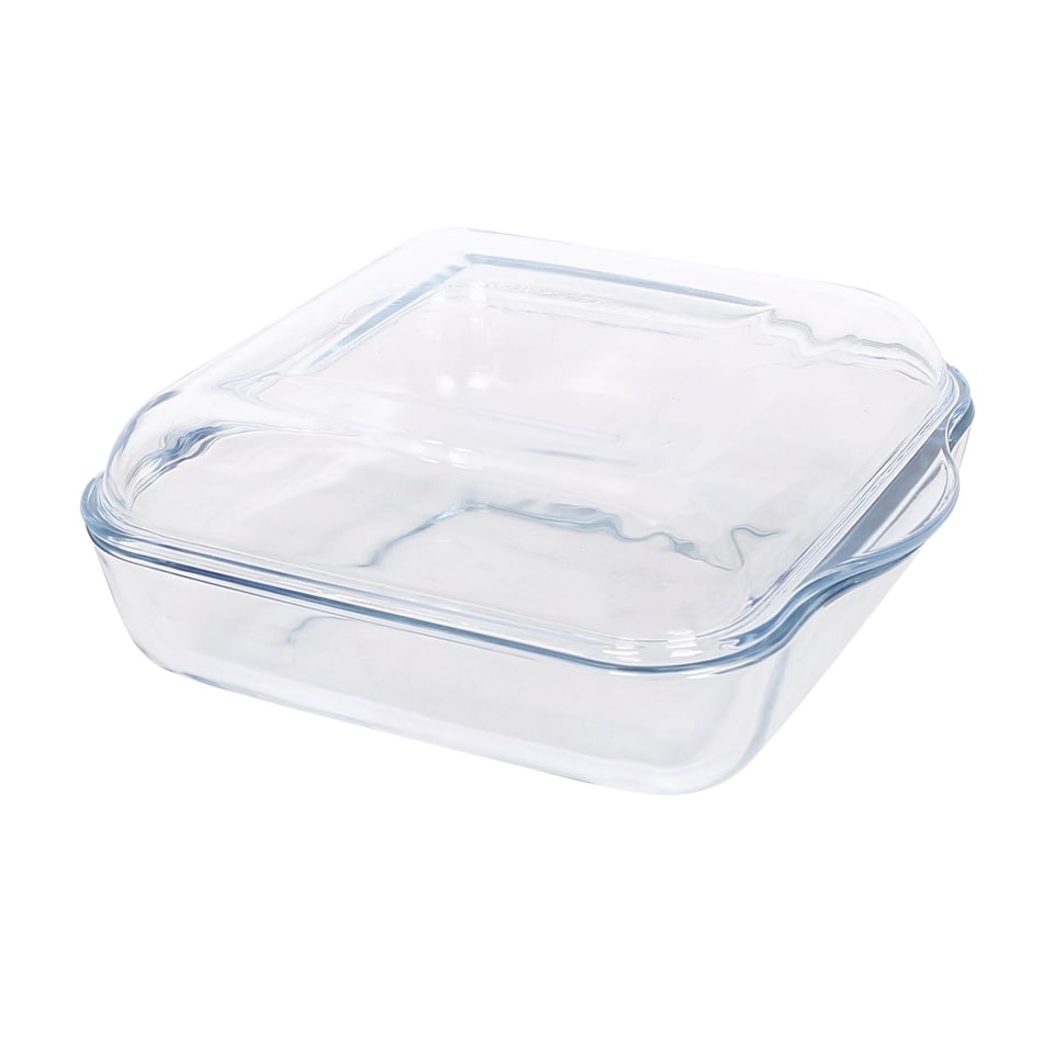 image 1 of Argon Tableware Square Glass Oven Dish with Lid - 24cm x 21cm | Clear | Clear | 24cm x 21cm