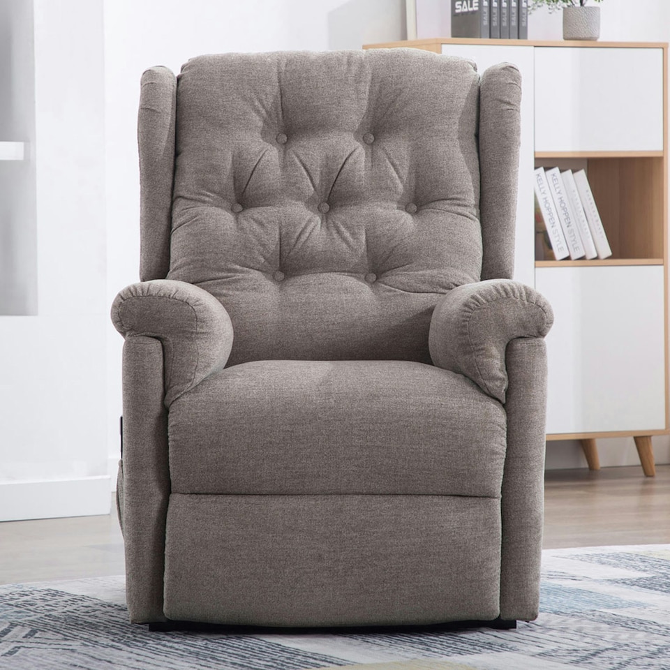 image 1 of Barnsley Fabric Electric Dual Motor Rise Recliner Mobility Armchair (Brown)