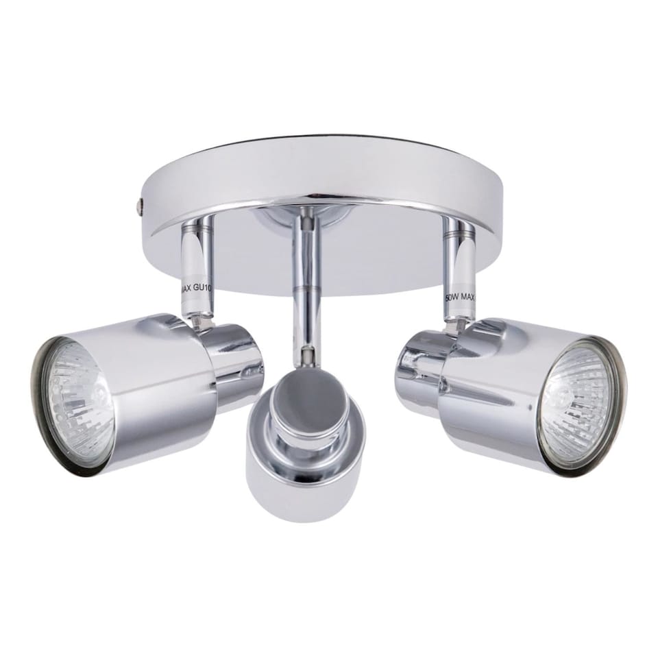 image 1 of Chrome 3 Light IP44 Bathroom Round Spotlight Plate | Chrome | 1
