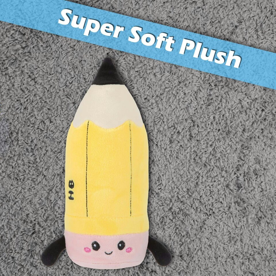 image 1 of Pencil Soft Toy Cute Plushie Huggable Cuddly Stuffed Toy 16cm Yellow