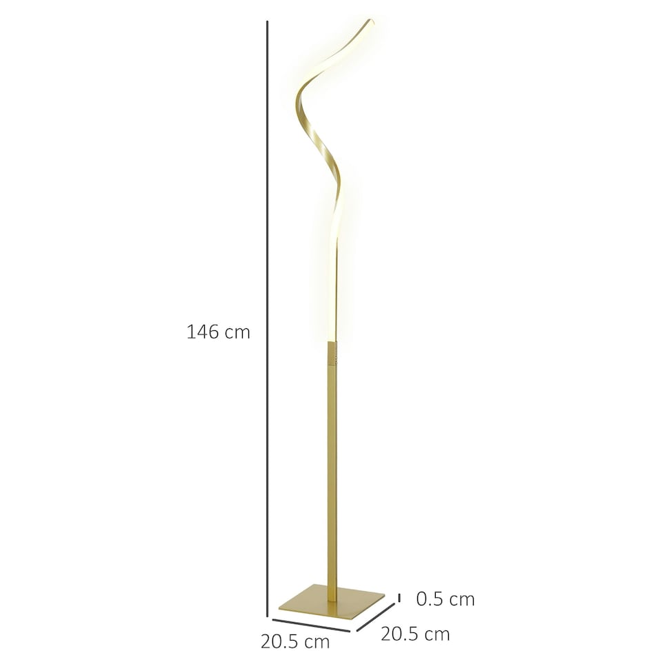 image 1 of HOMCOM LED Floor Lamp, Standing Lamp with3 Adjustable Brightness Gold Tone Gold