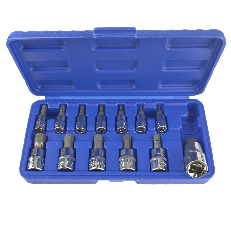 image 1 of 13pc Metric Allen / Hex Bit Socket Set 1/4" 3/8" and 1/2" Drive AT748