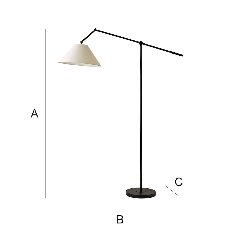 image 1 of ValueLights Layla Black Adjustable Floor Lamp & Bulb | Black