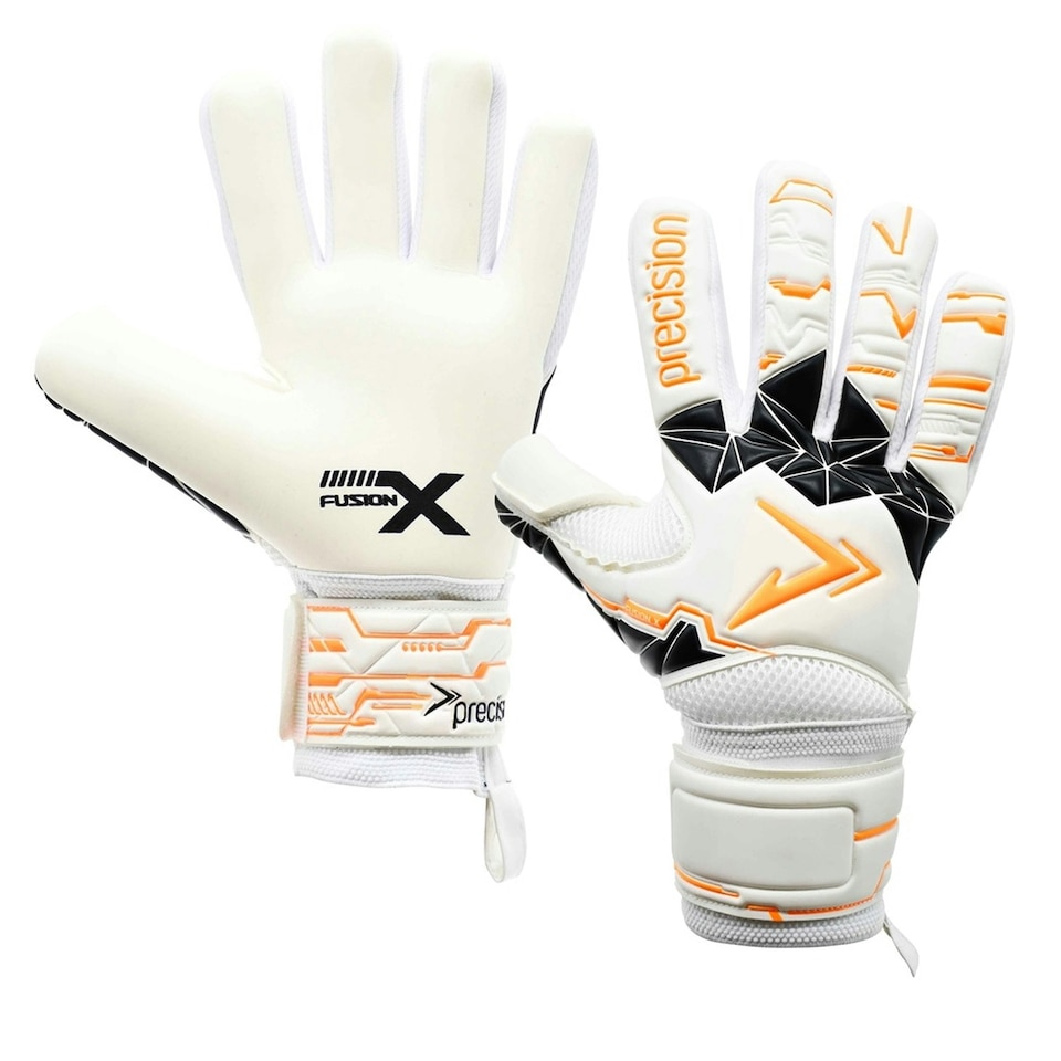 image 1 of Precision Childrens/Kids Fusion X Negative Replica Goalkeeper Gloves - White/Fluorescent Orange/Black - 5