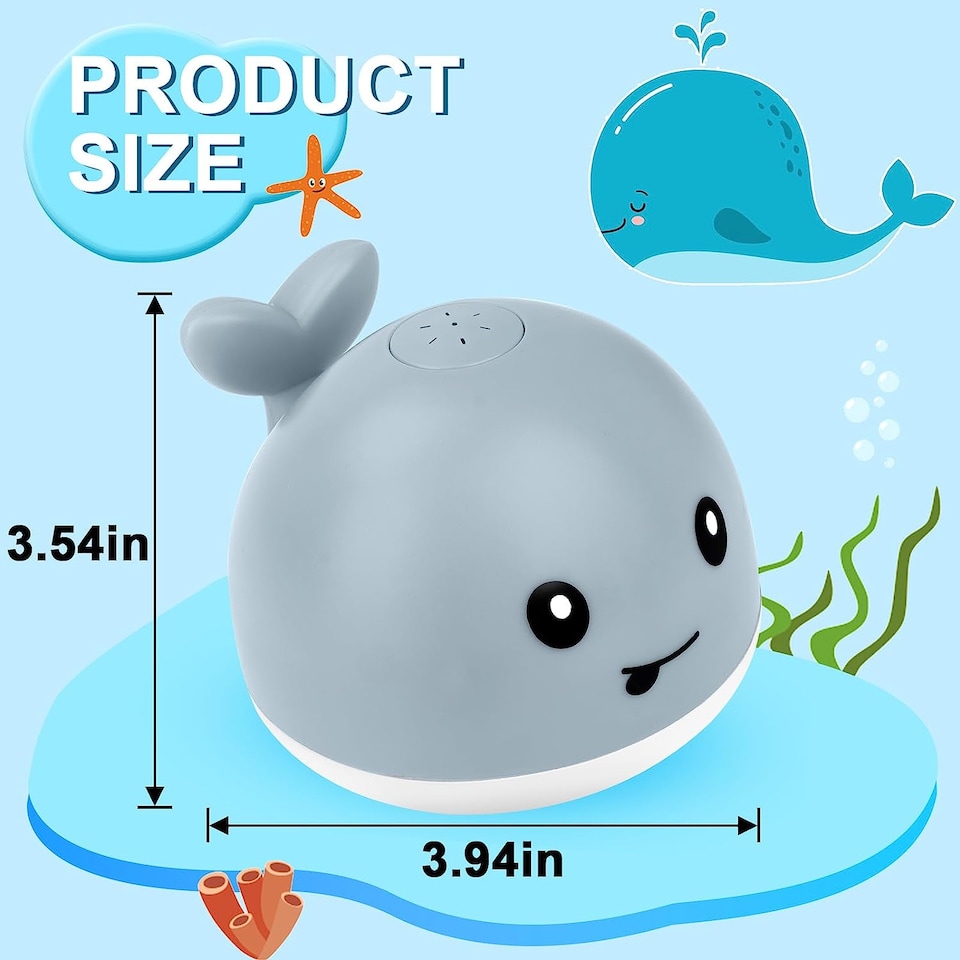 image 1 of LED Whale Bath Toy – Light-Up Spray Fountain for Baby and Toddler Bathtime Fun