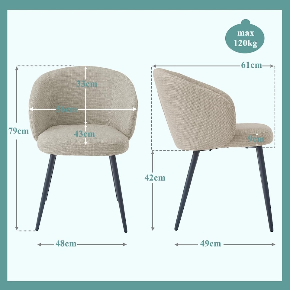 image 1 of SONARA Modern Set of 2 Chunky Weave Fabric Ergonomic Dining Chairs with Arms | White