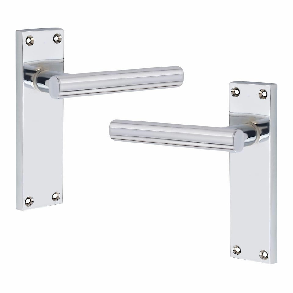 image 1 of Golden Grace 6 Pairs Victorian Straight T-Bar Door Handles Latch in Silver Polished Chrome Finish - 150mm x 40mm Backplate Chrome